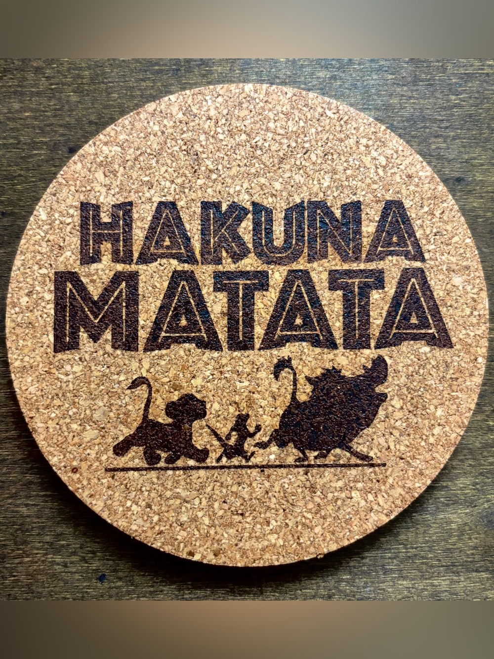 The Lion King Hakuna Matata Laser Engraved Cork Coaster